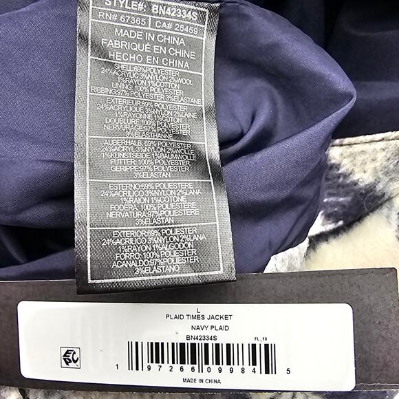Steve Madden Womans size L Plaid Times Jacket Oversize Shacket Navy gray NEW - Picture 7 of 8